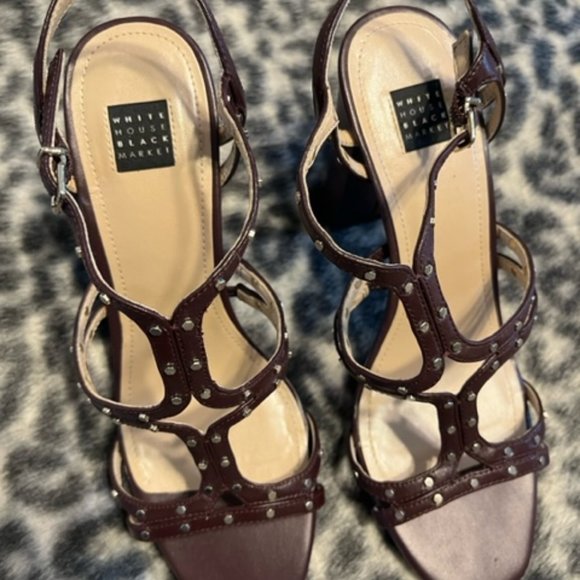 WHBM Cabernet Studded High Heel Sandals women's size 7.5 - Picture 3 of 6